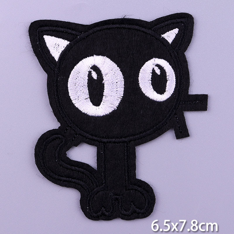 Black Cat With Big Eye DIY Cartoon Patches Clothes Patch Embroidered Stickers