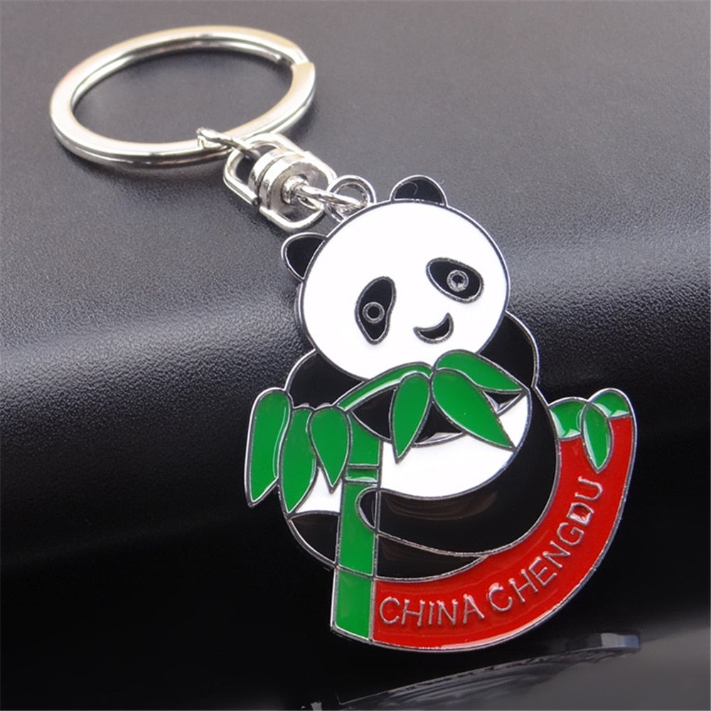 8 Styles Panda Keychain Stainless Steel Key Chain Charms Women Bag Cartoon