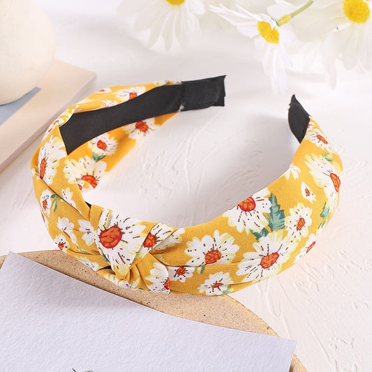 Mustard Yellow Material Floral Women Hairbands Fashion Headband Girls Hair Hoop