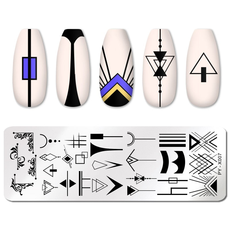 Geometry Pattern Nail Stamping Plates Stencil Tools Template Plate Mold Nail Art