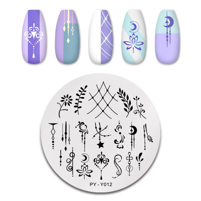 Flower Moon Lines Nail Stamping Plates Stencil Tools Template Plate Mold Nail