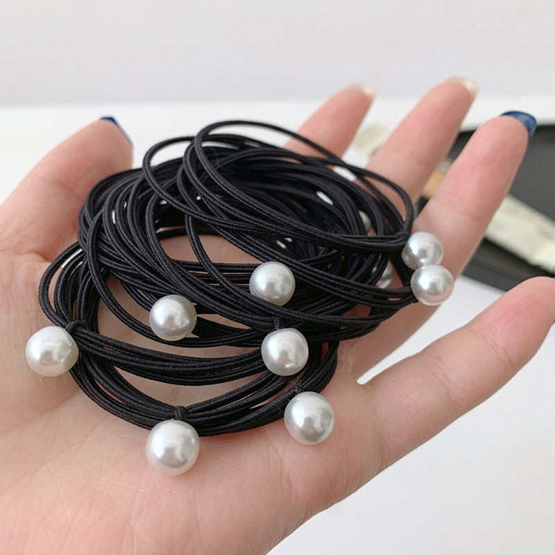 Cute 5 Piece Set Hair Ties Rings Elastic Hair Girl Breves Sets Headwear Pearl