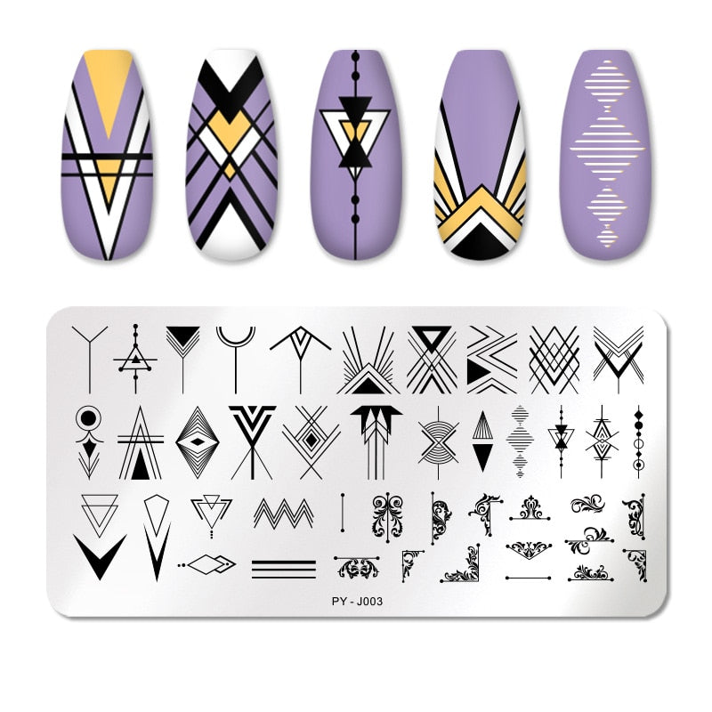 Geometric Lines and Figures Nail Stamping Plates Stencil Tools Template Plate