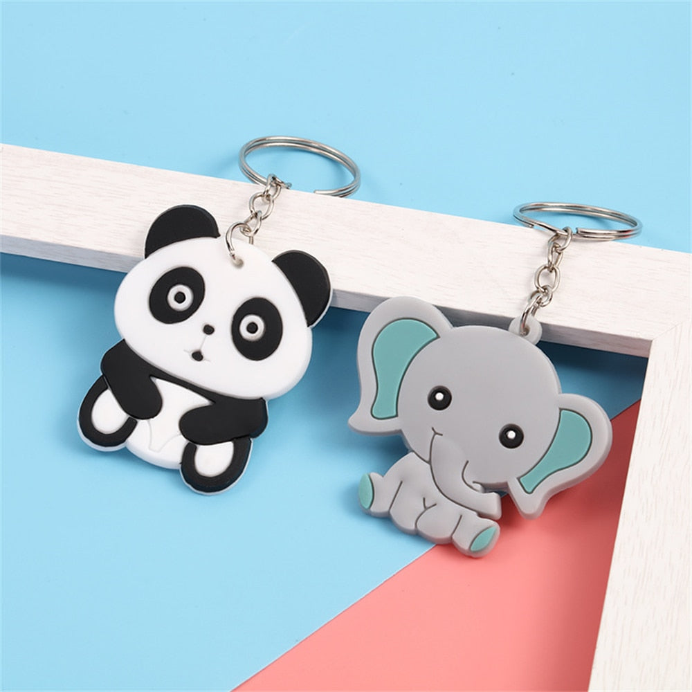 5 Styles Simulation Animal PVC Keychain Charms Car Key Ring Bag Ornaments Cute