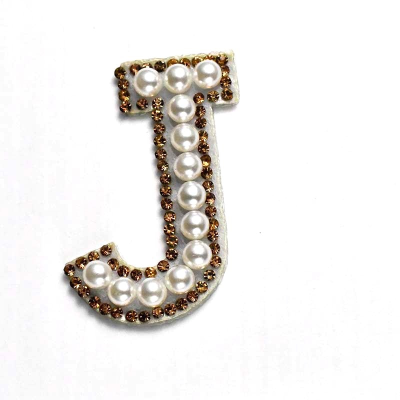 A-Z Alphabet 1Pcs Letter Patches Pearl Rhinestone Alphabet Patches For Clothes