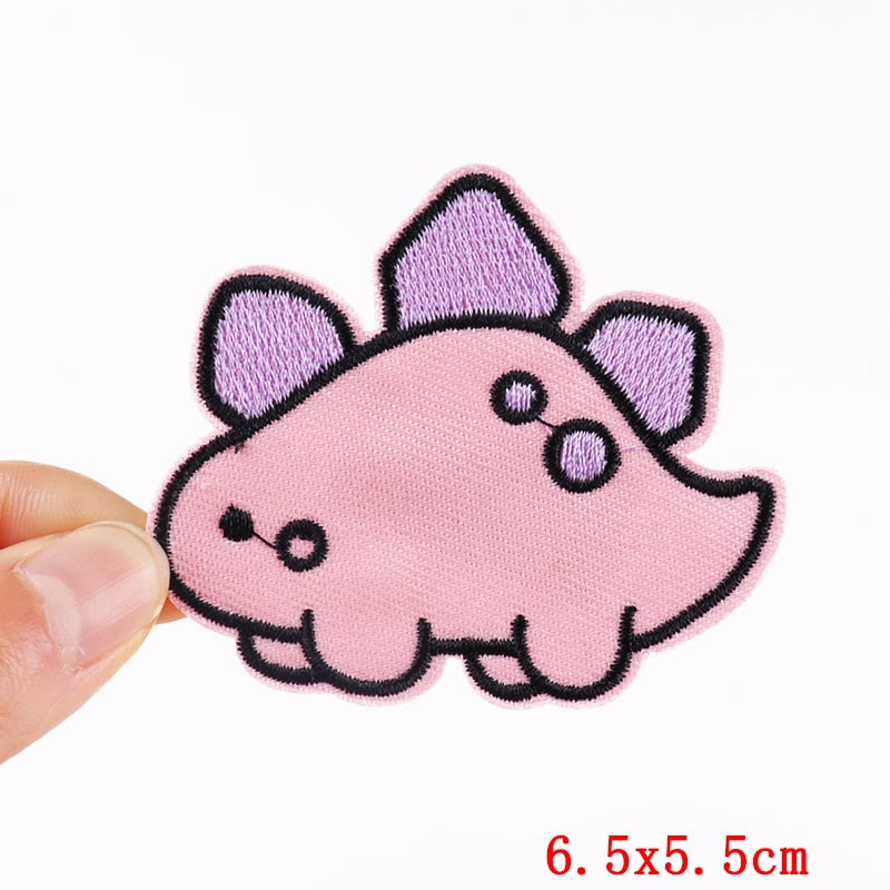 Pink Purple Dinosaur Cartoon Patches Clothing Sticker Patch Decal Embroidery