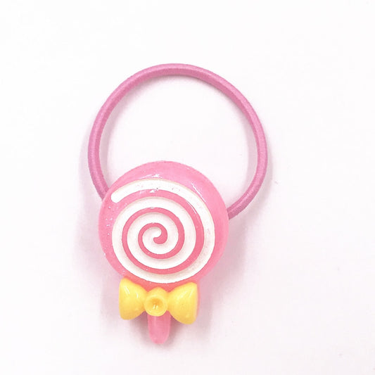 1PCS Pink Swirl Lollipop Girls Hairbands Kids Elastics Rubber Head Bands Hair