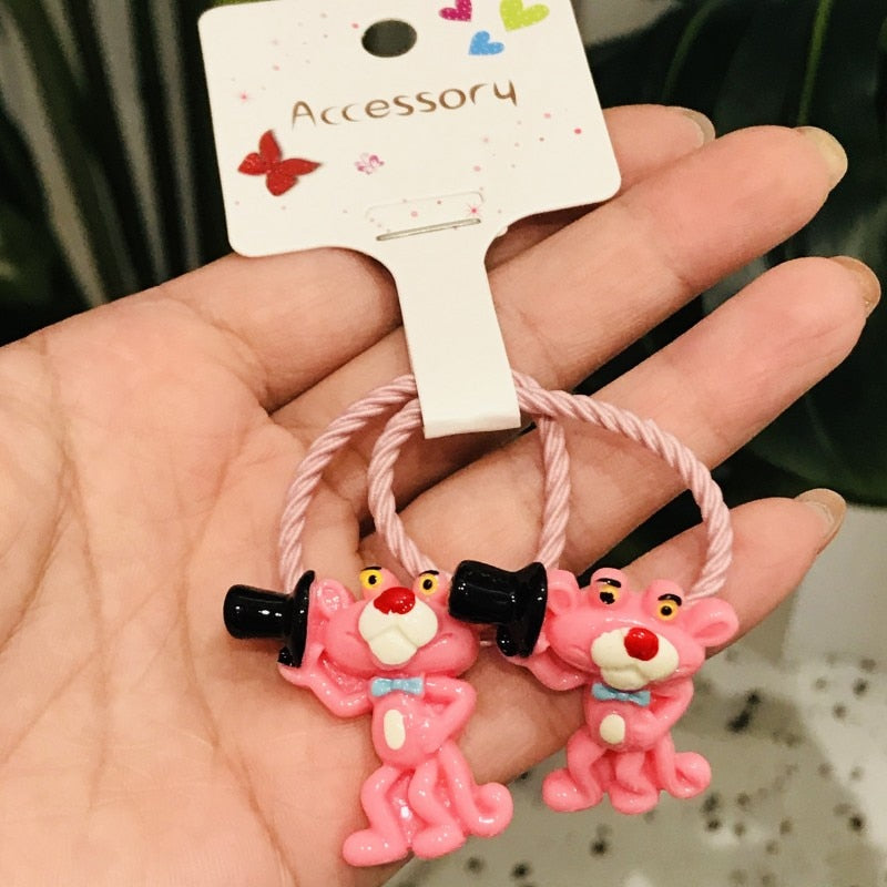 7 styles 2Pcs Pink Panther Hair Accessories Children Rubber Bands Scrunchies