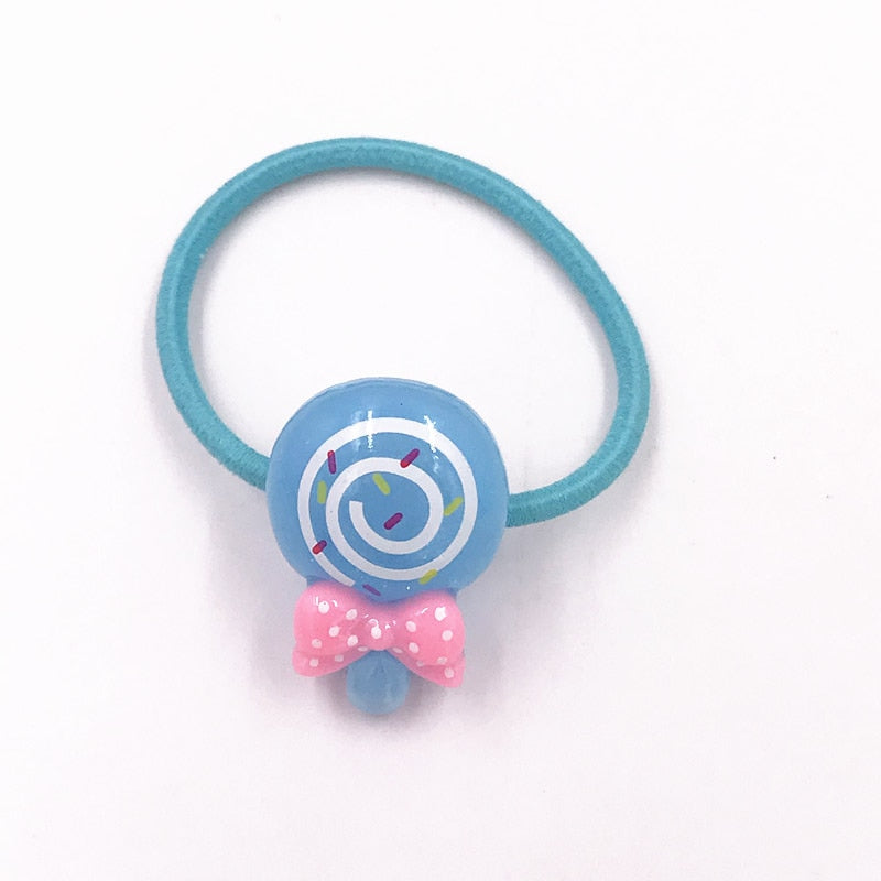 1PCS Blueberry Swirl Lollipop Girls Hairbands Kids Elastics Rubber Head Bands