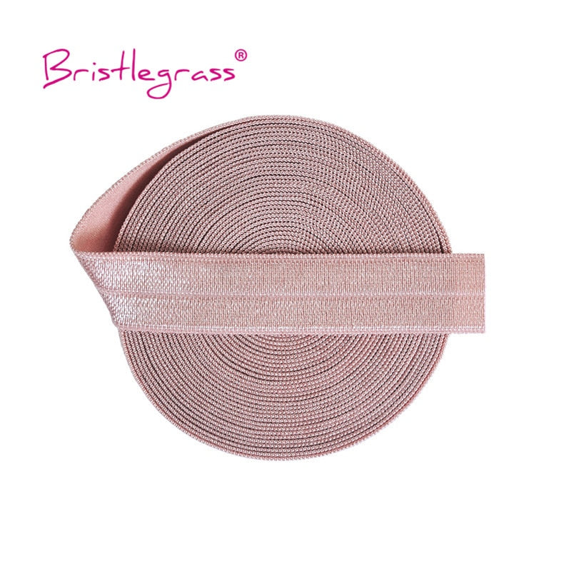 5 Yard 15mm Solid Shiny Fold Over Elastic FOE Spandex Satin Band Tape Hair Tie