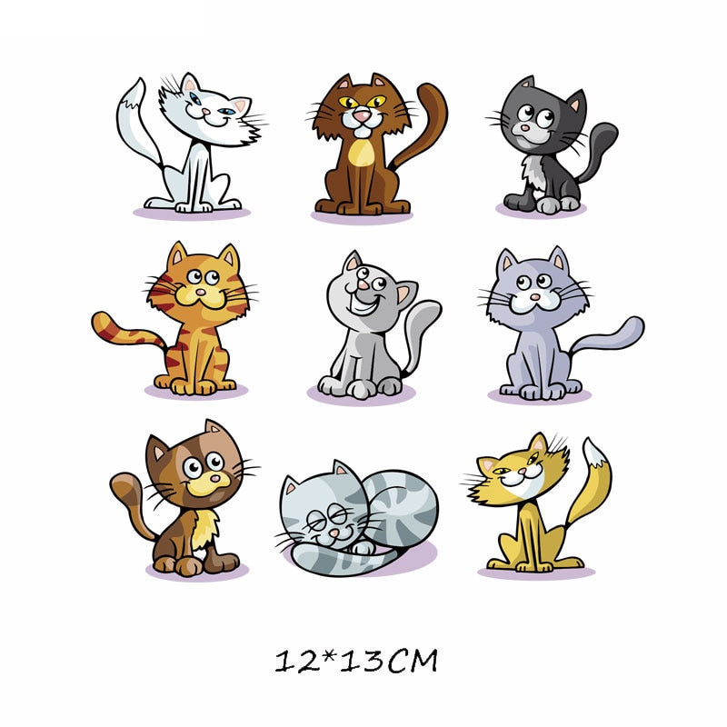 Cute Cats Kitten Clipart Patches Kids Clothing Stickers Cartoon T-shirt Patch