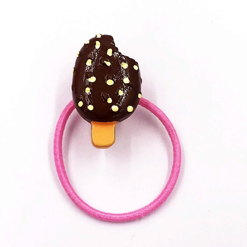 1PCS Mixed Chocolate Ice Cream Girls Hairbands Kids Elastics Rubber Head Bands