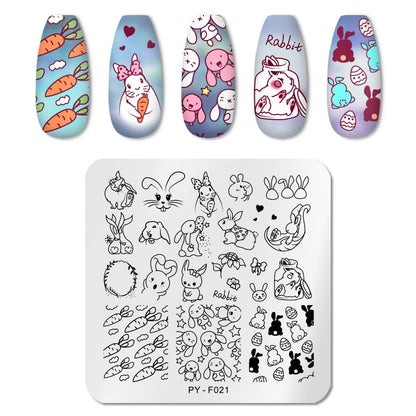 Carrot Bunny Rabbit Nail Stamping Plates Stencil Tools Template Plate Mold Nail