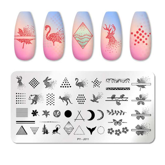 Animal Bird Splashes Nail Stamping Plates Stencil Tools Template Plate Mold Nail