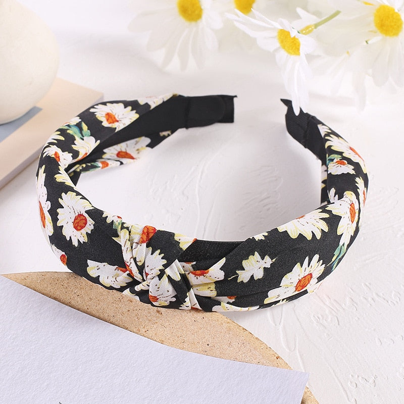 48 Styles Women Elegant Top Knot Headband Print Dot Hairbands Girls Striped