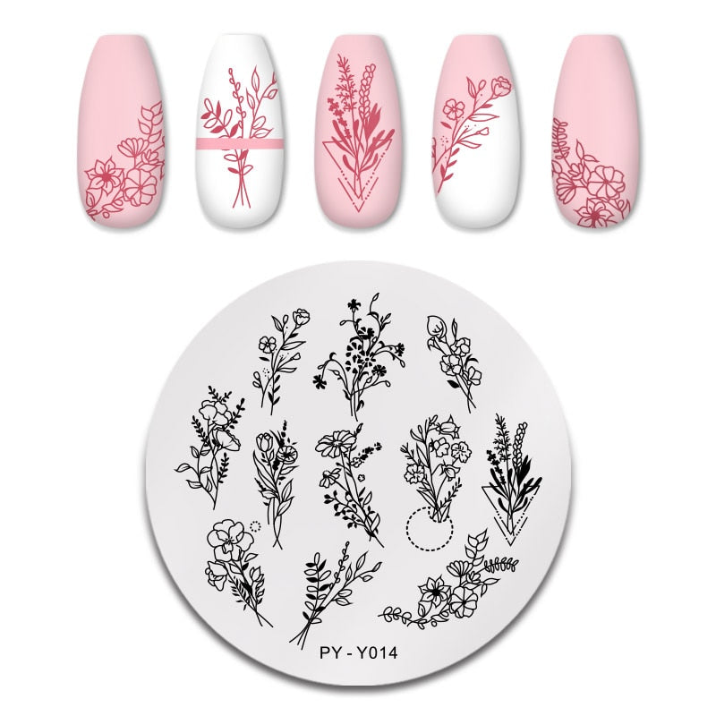 Blossom Flower Nail Stamping Plates Stencil Tools Template Plate Mold Nail Art