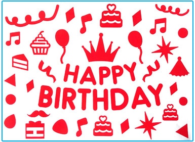 1pc 21x29cm Red Birthday Design Stickers Happy Birthday Party Stickers Decals