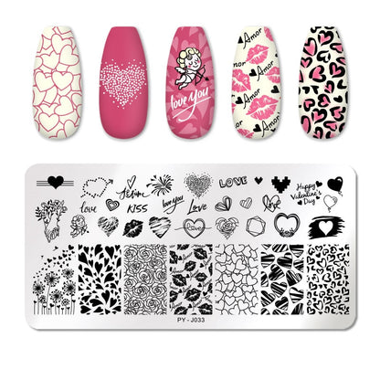 Love Lips Heart Design Nail Stamping Plates Stencil Tools Template Plate Mold