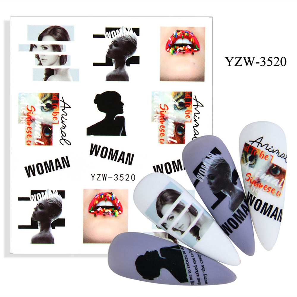 Women Photo Pieces Lips Nail Stickers Patten Nail Art Decals DIY Nails Watermark