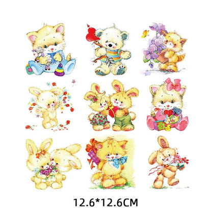 Cute Teddy Bear Set Patches Kids Bunny Stickers Cartoon T-shirt Cat Patch DIY