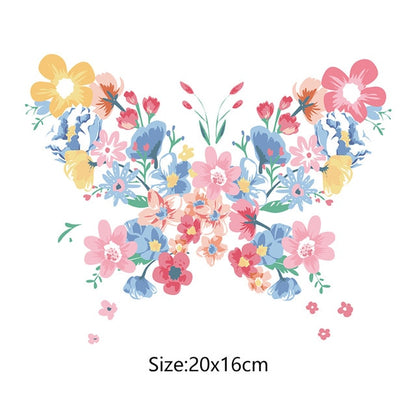 Heat Transfer Vinyl Flower Butterfly Iron On Patch For Clothing Diy A-level