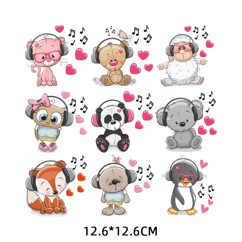 Music Lovers Patches Kids Stickers Cute Baby Animals Love T-shirt Patch DIY