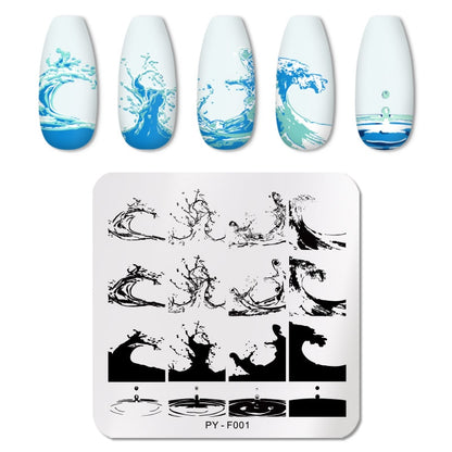 Ocean Wave Water Design Nail Stamping Plates Stencil Tools Template Plate Mold