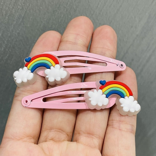 2Pcs Rainbow Decor Snap Clips Girls Hair Clips Children Headwear Accessories