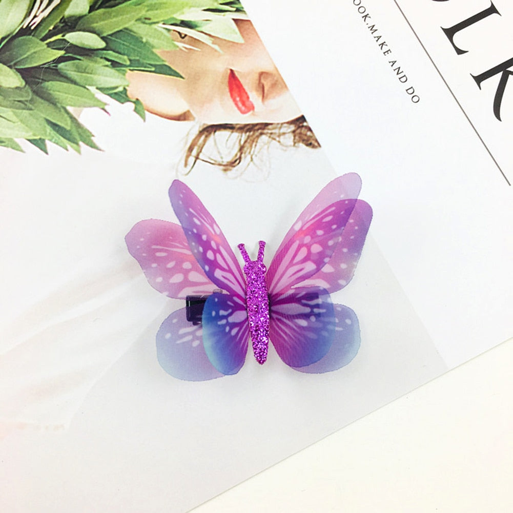 1pc Delicate Purple Butterfly Hair Clip Cartoon Hairpin Children Fashion Hair