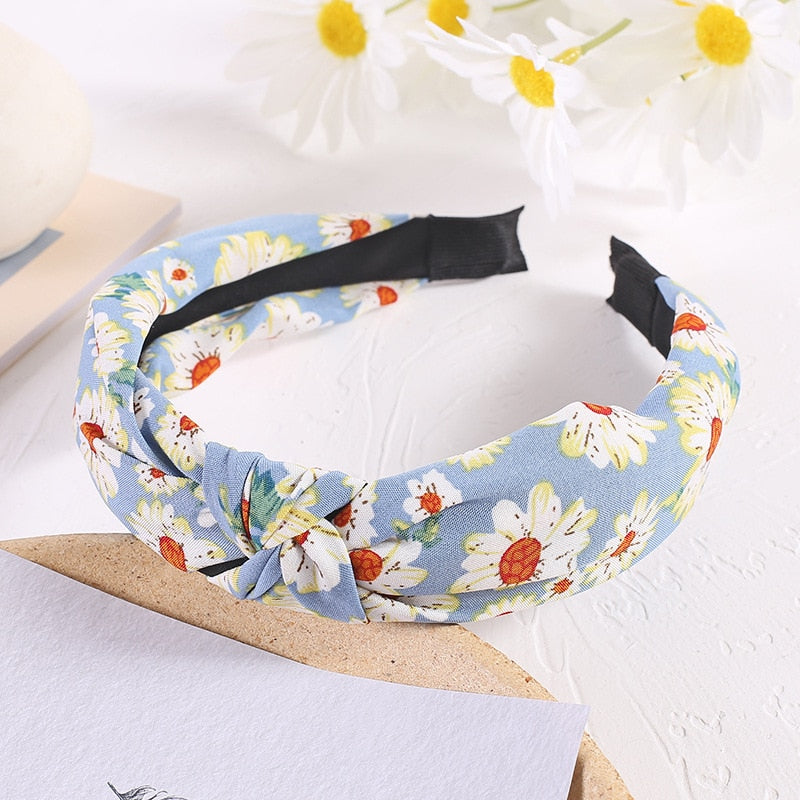 48 Styles Women Elegant Top Knot Headband Print Dot Hairbands Girls Striped