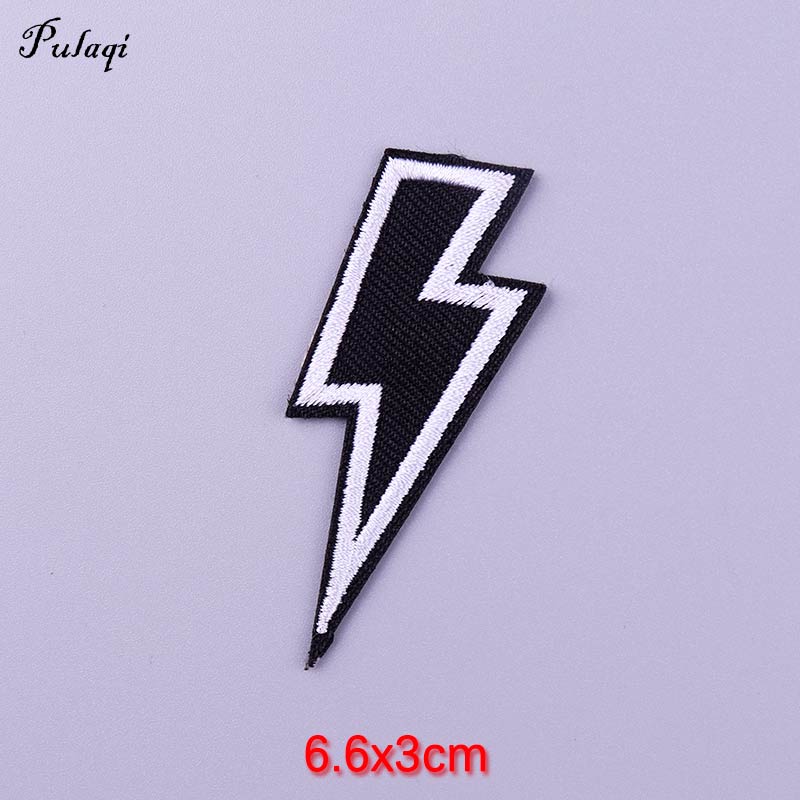 Black And White Lightning Patch Iron On Patches Clothes Cartoon Stickers