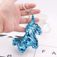 Blue Cartoon Unicorn Sequins Keychain for Women Ladies Mom Gift Keyring Girl Car