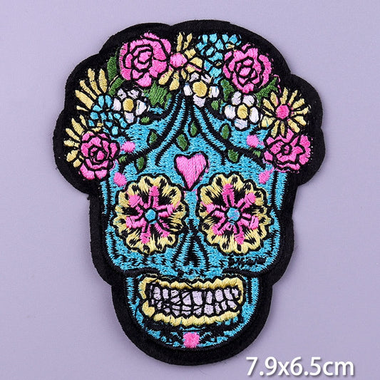 Colorful Flower Pattern Skull DIY Cartoon Patches Clothes Patch Embroidered