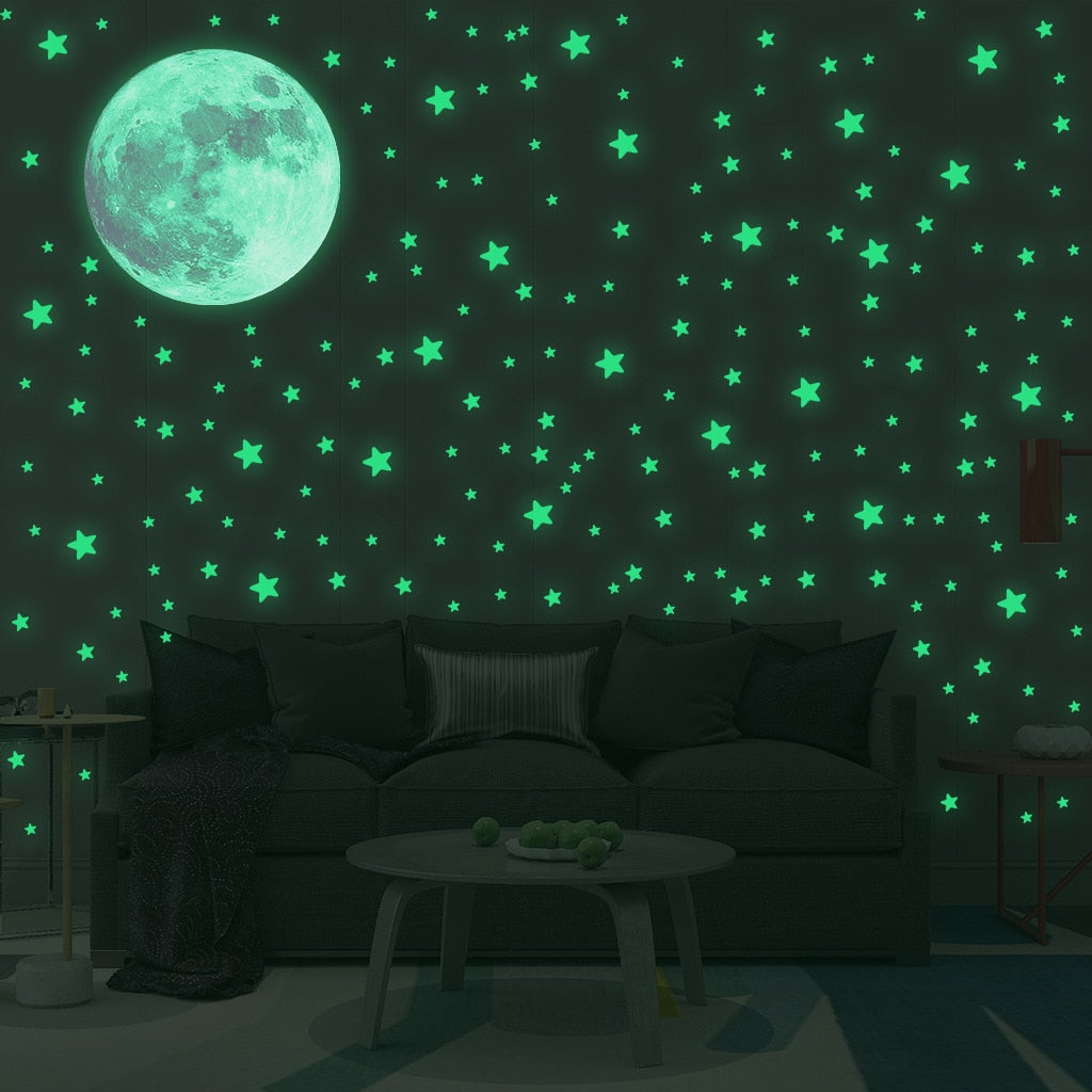 Luminous Moon Stars Wall Stickers for Kids room Bedroom Decor Glow in the dark