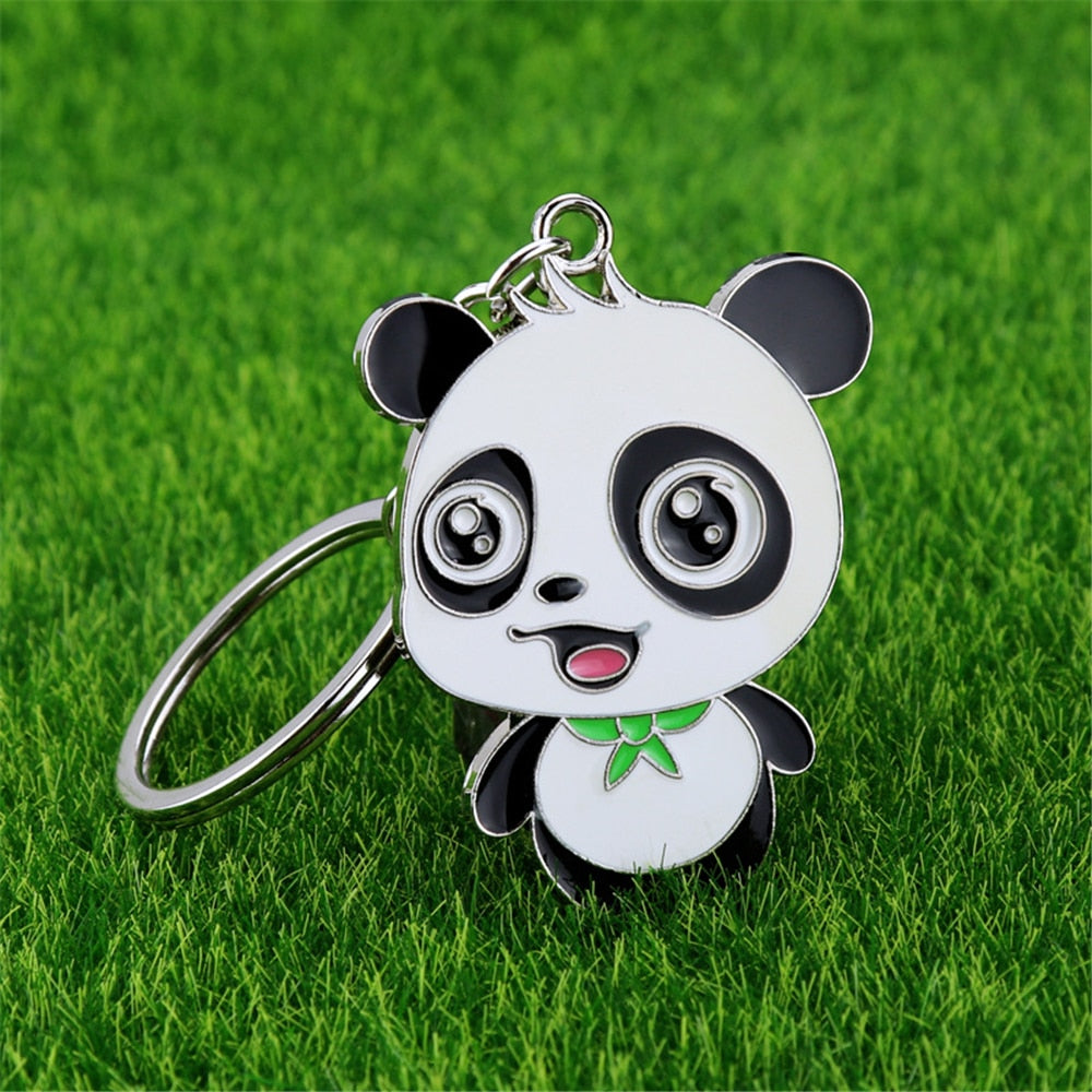 8 Styles Panda Keychain Stainless Steel Key Chain Charms Women Bag Cartoon