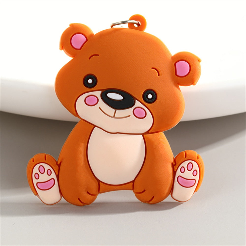 5 Styles Simulation Animal PVC Keychain Charms Car Key Ring Bag Ornaments Cute