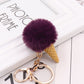 11 Styles Ice Cream Keychain Soft Artificial Rex Rabbit Hair Ball Keyring Pom