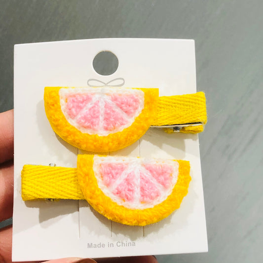 2PCS Soft Grapefruit Slice Headwear Kids Hair Clips Children Girls Accessories