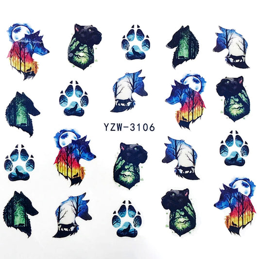 Wolf Panthera Nail Sticker Summer Nail Design Decorations Nails Decals Art Decor