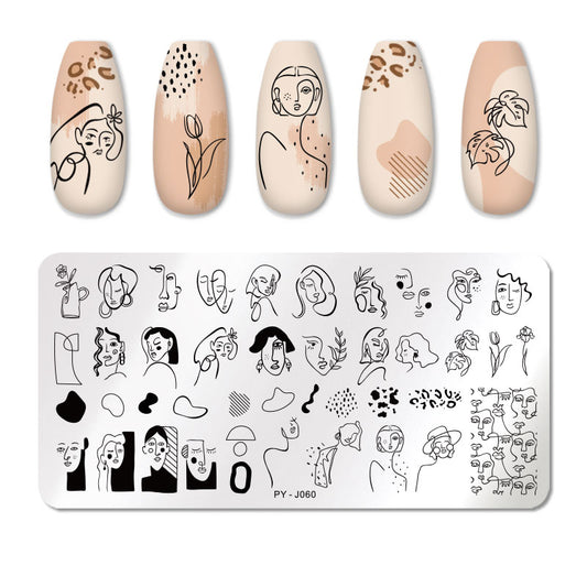 Girl Flower Leaf Design Nail Stamping Plates Stencil Tools Template Plate Mold