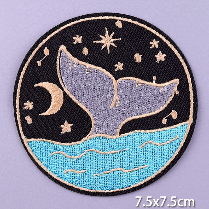 Mermaid Ocean Moon Stars DIY Cartoon Patches Clothes Patch Embroidered Stickers