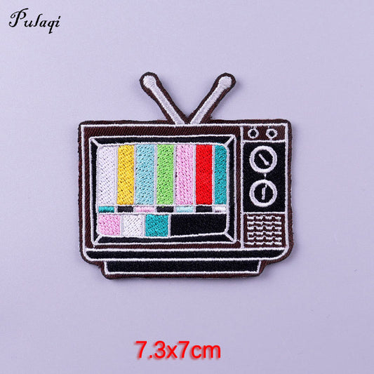 Old TV Screen Patches Iron on Patch For Clothing Embroidery Stickers Clothes