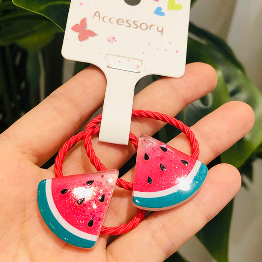 2Pcs Watermelon Slice Children Elastic Hair Bands Kids Art Hair Ties Scrunchie