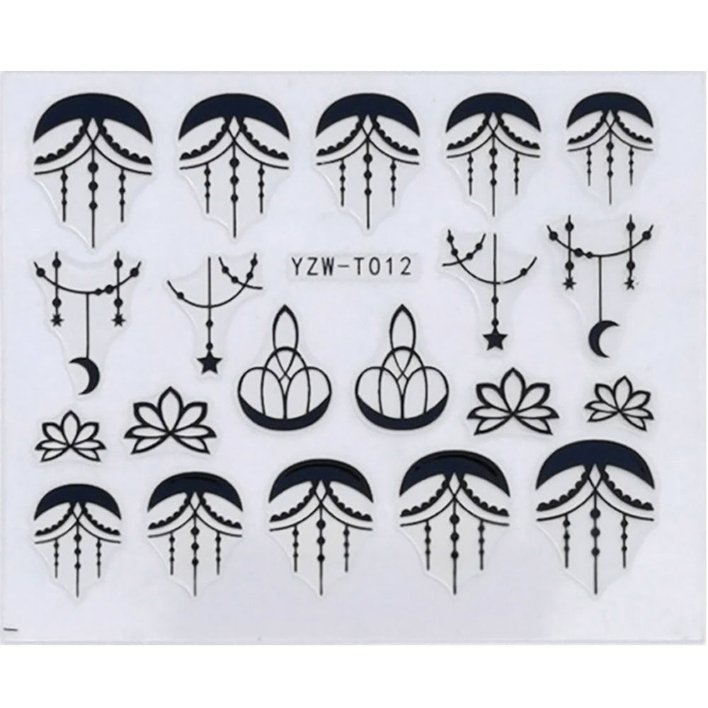 Embroidery Pattern Nail Stickers Manicure Nails Decal Self-adhesive DIY Nail Art