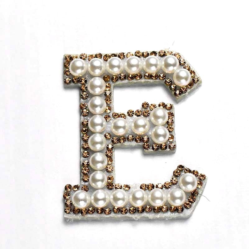 A-Z Alphabet 1Pcs Letter Patches Pearl Rhinestone Alphabet Patches For Clothes