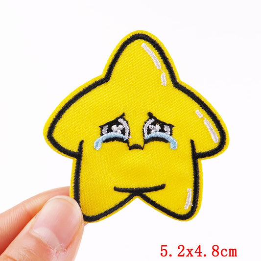 Yellow Crying Sad Fishstar Seastar Cartoon Patches Clothing Sticker Patch Decal