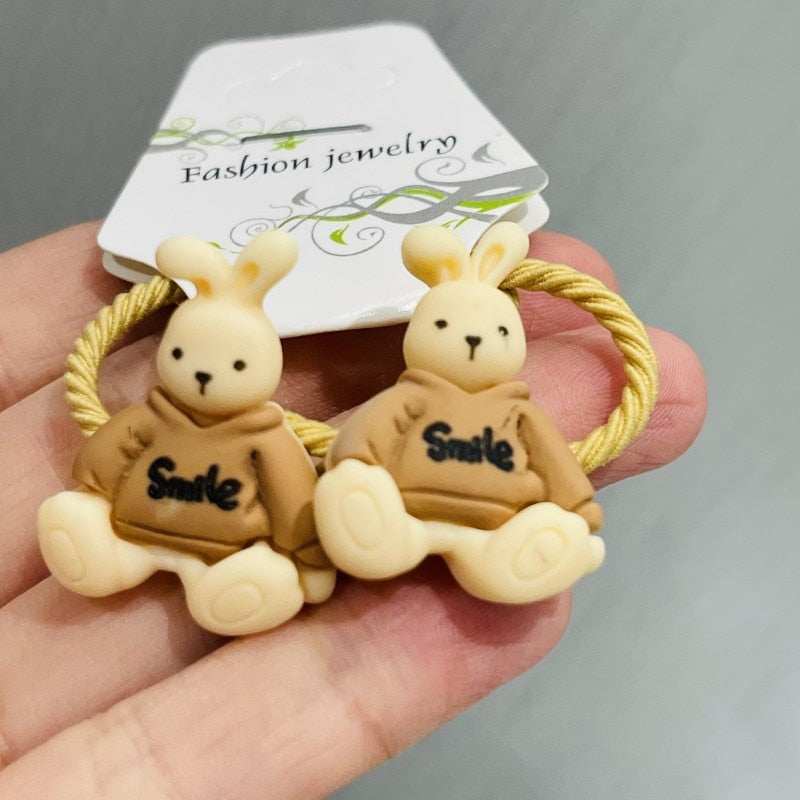 18 Styles 2Pcs/set Animals Bear Hair Accessories Children Rubber Bands