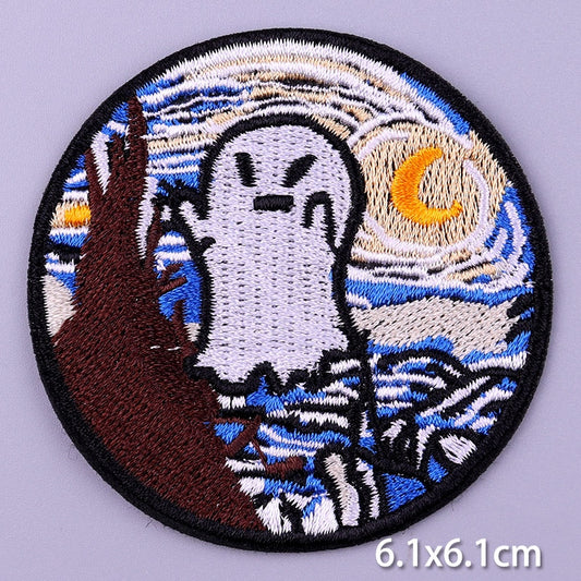 Abstract Landscape Ghost DIY Cartoon Patches Clothes Patch Embroidered Stickers