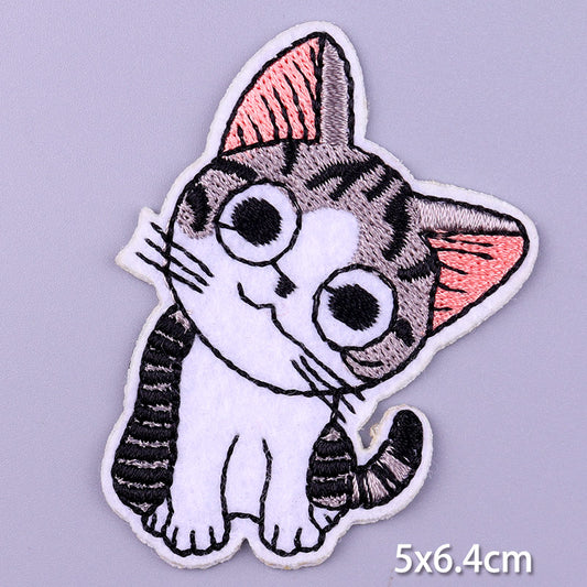 Cute Grey Striped Kitty DIY Cartoon Patches Clothes Patch Embroidered Stickers