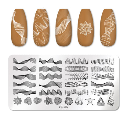 Sound Wave Lines Nail Stamping Plates Stencil Tools Template Plate Mold Nail Art